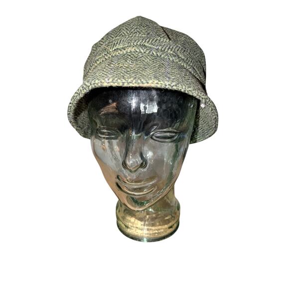 Mucros weavers Irish green women’s woven cloche flapper hat tweed 100% wool M
